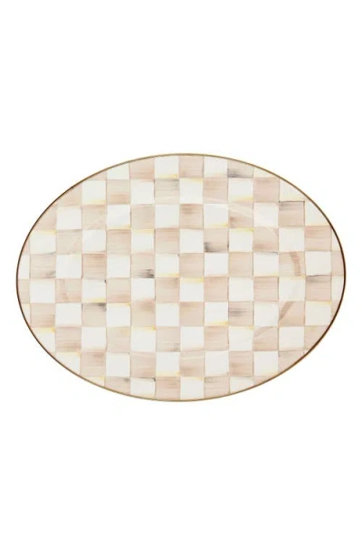 Mackenzie-childs Mackenzie Childs Large Mocha Check Oval Platter In Neutral