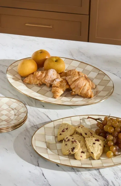 Mackenzie-childs Mackenzie Childs Large Mocha Check Oval Platter In Neutral