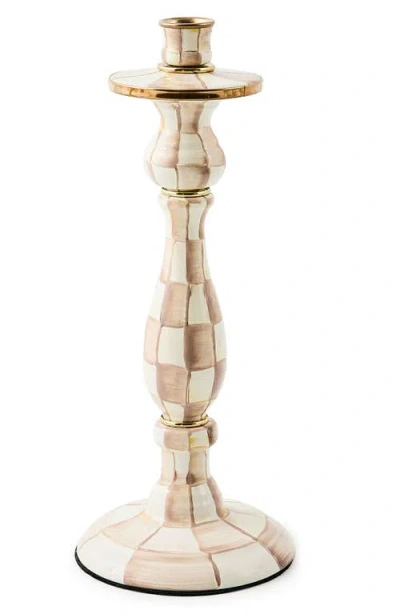 Mackenzie-childs Mackenzie Childs Large Mocha Check Candlestick Holder In Neutral