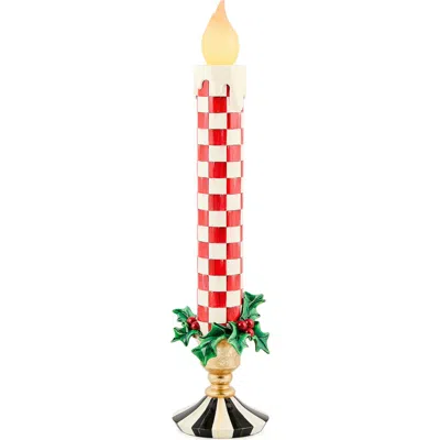 Mackenzie-childs Mackenzie Childs Check It Out Red Illuminated Retro Candle In Red