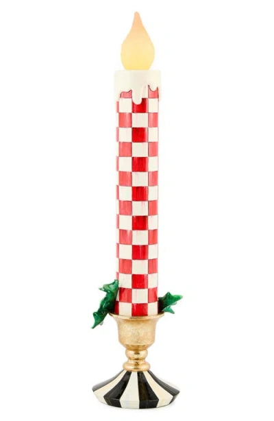 Mackenzie-childs Mackenzie Childs Check It Out Red Illuminated Retro Candle In Red