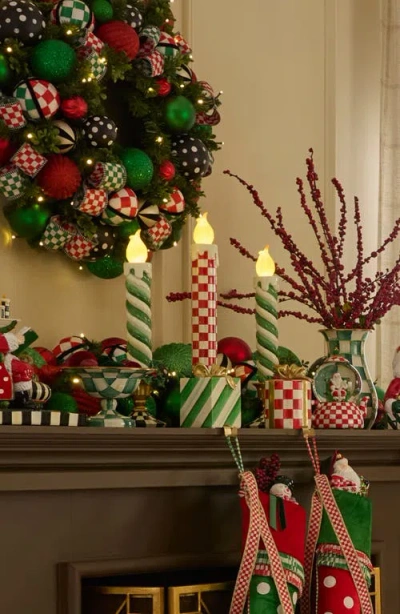 Mackenzie-childs Mackenzie Childs Check It Out Red Illuminated Retro Candle In Red