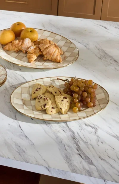 Mackenzie-childs Mackenzie Childs Small Mocha Check Oval Platter In Neutral
