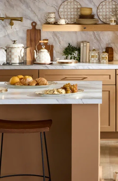 Mackenzie-childs Mackenzie Childs Small Mocha Check Oval Platter In Neutral