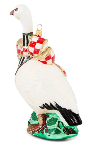 Mackenzie-childs Mackenzie Childs Check It Out Goose Glass Ornament In Multi