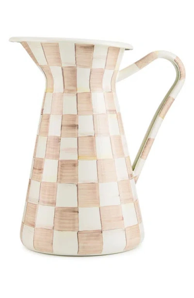 Mackenzie-childs Mackenzie Childs Mocha Check Large Enameled Steel Practical Pitcher In Brown