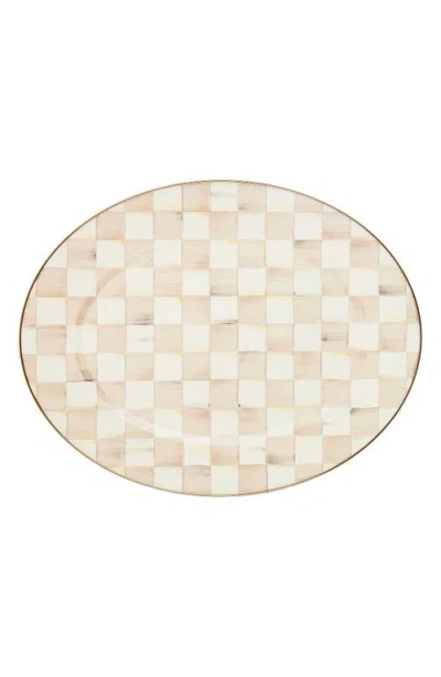 Mackenzie-childs Mackenzie Childs Large Mocha Check Oval Platter In Neutral