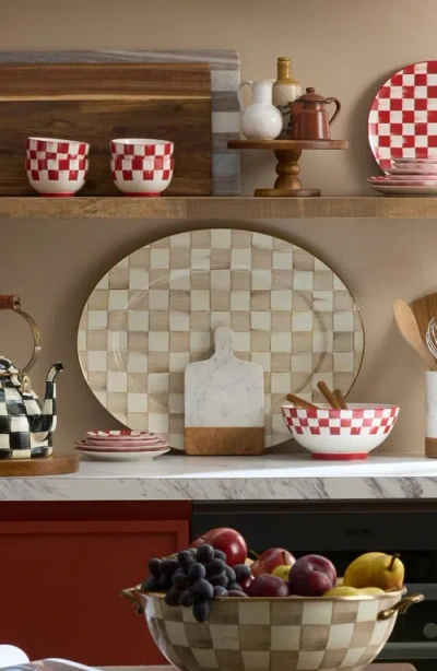 Mackenzie-childs Mackenzie Childs Large Mocha Check Oval Platter In Neutral