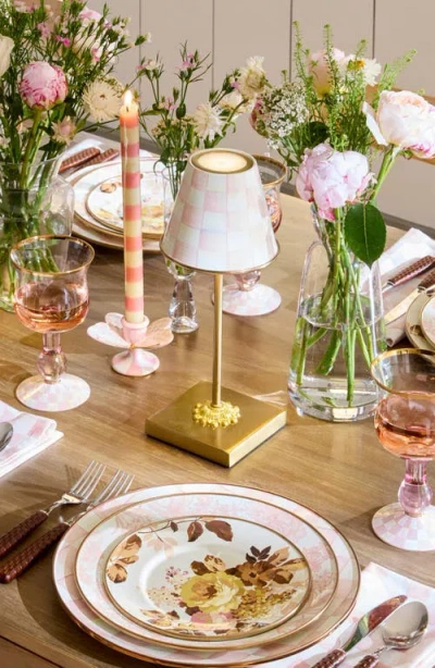 Mackenzie-childs Mackenzie Childs Rosy Check Led Rechargeable Cafe Table Lamp In Pink