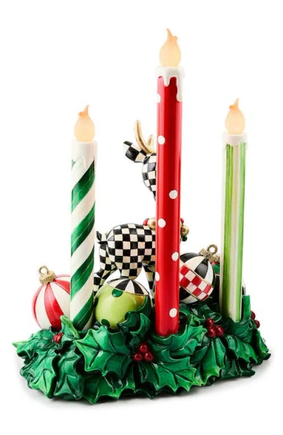 Mackenzie-childs Mackenzie Childs Check It Out Illuminated Deer & Candle Centerpiece In Multi