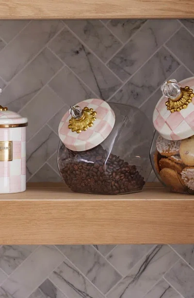 Mackenzie-childs Mackenzie Childs Cookie Jar With Rosy Check Enamel Lid In Transparent