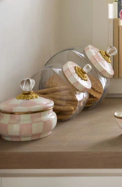 Mackenzie-childs Mackenzie Childs Cookie Jar With Rosy Check Enamel Lid In Transparent