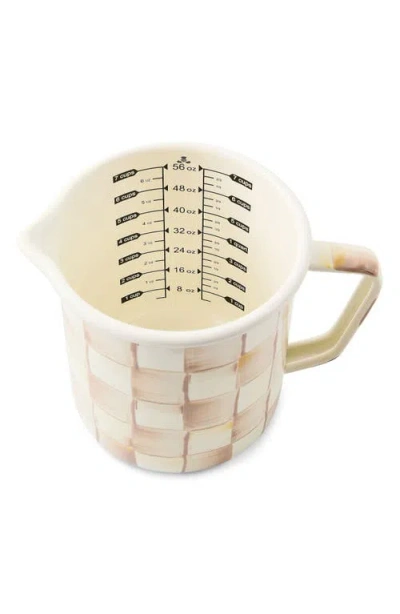 Mackenzie-childs Mackenzie Childs Mocha Check Enameled Steep 7-cup Measure In Brown