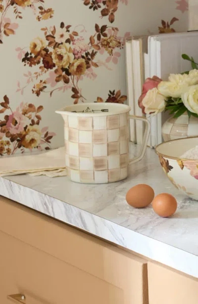 Mackenzie-childs Mackenzie Childs Mocha Check Enameled Steep 7-cup Measure In Brown