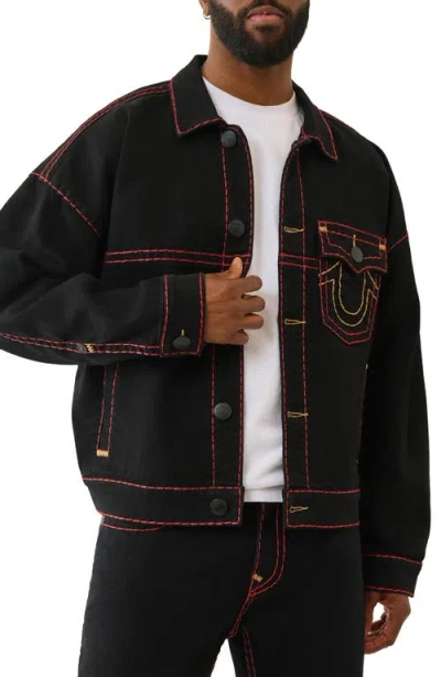 True Religion Men's Super T Boxy Denim Jacket In Black