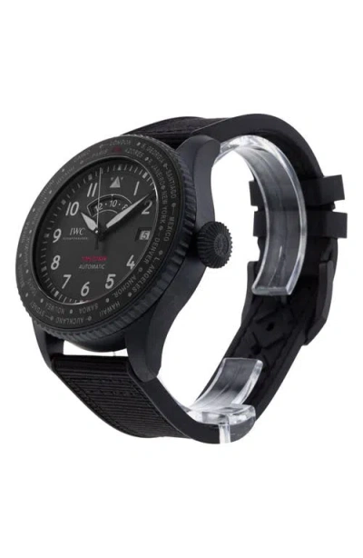 Watchfinder & Co. Iwc  2021 Pilot's Timezoner Iw395505 Automatic Rubber & Textile Strap Watc In Black