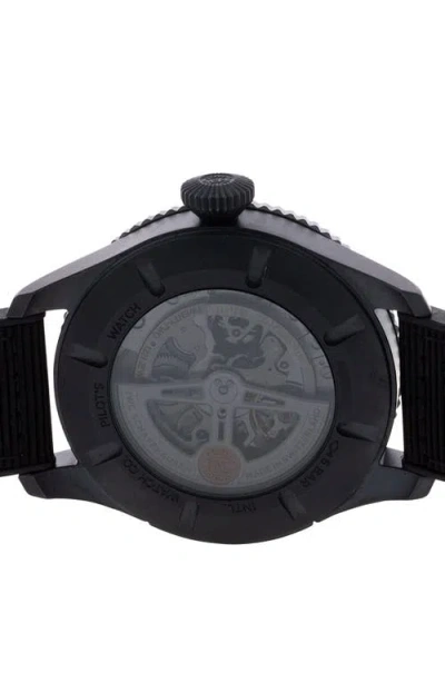 Watchfinder & Co. Iwc  2021 Pilot's Timezoner Iw395505 Automatic Rubber & Textile Strap Watc In Black
