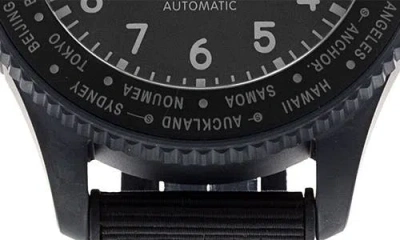 Watchfinder & Co. Iwc  2021 Pilot's Timezoner Iw395505 Automatic Rubber & Textile Strap Watc In Black