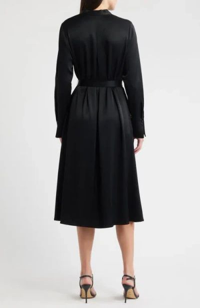 Kobi Halperin Bambi Tie Waist Long Sleeve Satin Dress In Black