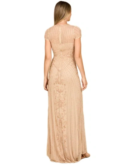 Lara New York Beaded Cap Sleeve Illusion Plunge Gown In Multi