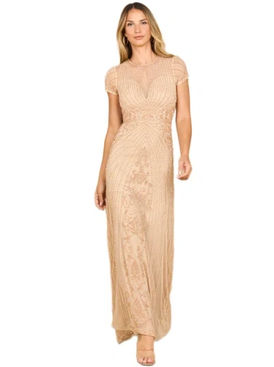 Lara New York Beaded Cap Sleeve Illusion Plunge Gown In Multi