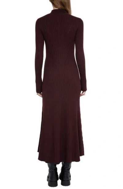Zadig & Voltaire Lysasa Crystal Button Long Sleeve Merino Wool Blend Sweater Dress In Burgundy