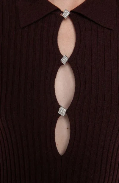 Zadig & Voltaire Lysasa Crystal Button Long Sleeve Merino Wool Blend Sweater Dress In Burgundy