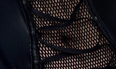 Mapalé Mapale Fishnet Bodysuit With Garter Straps In Brown