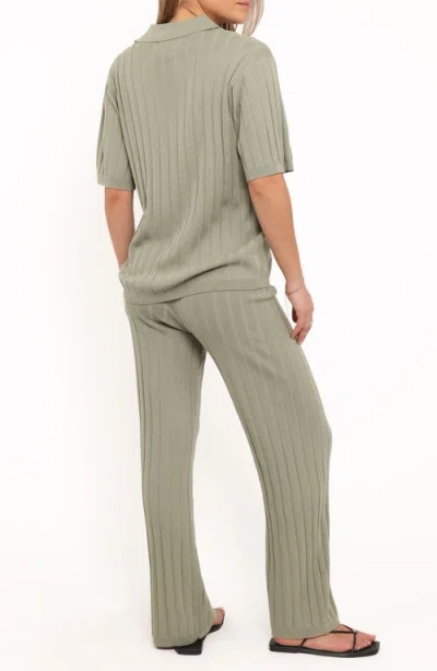 Petal And Pup Petal & Pup Yulissa Rib Polo Top & Wide Leg Pants In Green