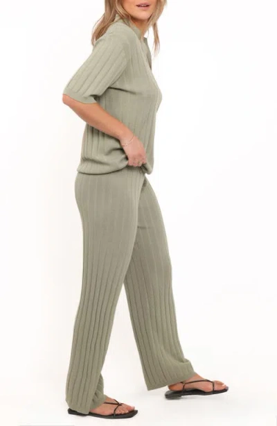 Petal And Pup Petal & Pup Yulissa Rib Polo Top & Wide Leg Pants In Green