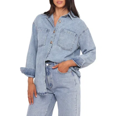 Petal And Pup Petal & Pup Anicia Oversize Denim Button-up Shirt In Blue