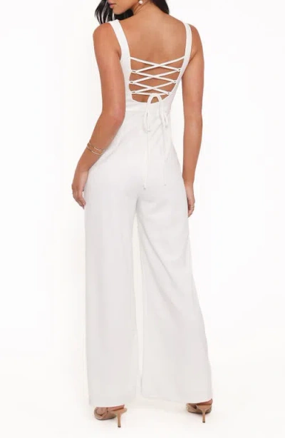 Petal And Pup Petal & Pup Brenda Lace-up Back Jumpsuit In White