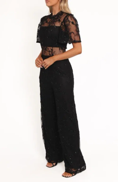 Petal And Pup Petal & Pup Zina Sequin & Lace Jumpsuit In Black