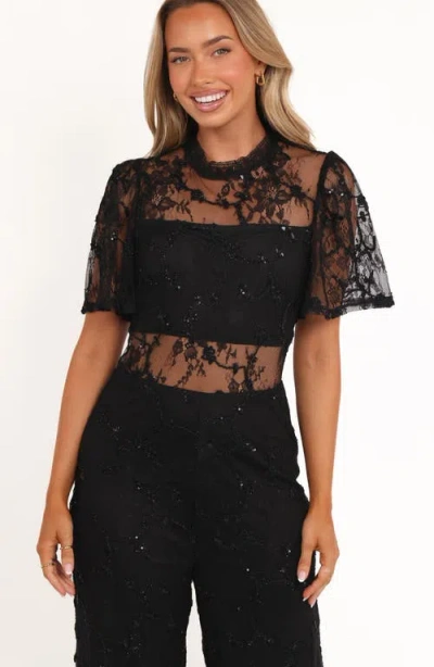 Petal And Pup Petal & Pup Zina Sequin & Lace Jumpsuit In Black