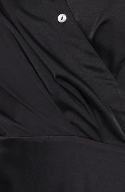 Petal And Pup Petal & Pup Verna Long Sleeve Wrap Maxi Shirtdress In Black