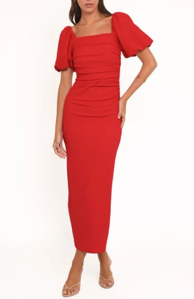Petal And Pup Petal & Pup Cary Ruched Sheath Dress In Red