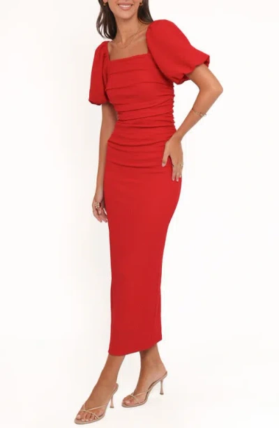 Petal And Pup Petal & Pup Cary Ruched Sheath Dress In Red