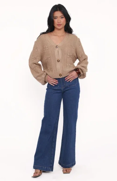 Petal And Pup Petal & Pup Melody Relaxed Fit Pointelle Cardigan In Brown