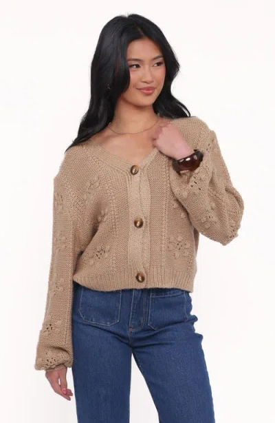 Petal And Pup Petal & Pup Melody Relaxed Fit Pointelle Cardigan In Brown