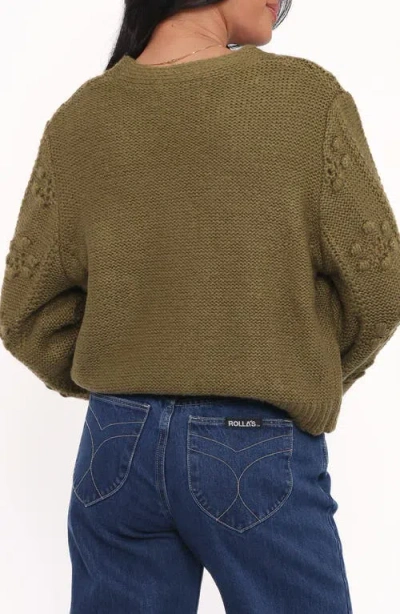 Petal And Pup Petal & Pup Melody Relaxed Fit Pointelle Cardigan In Green