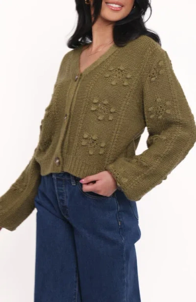 Petal And Pup Petal & Pup Melody Relaxed Fit Pointelle Cardigan In Green