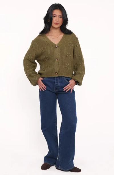 Petal And Pup Petal & Pup Melody Relaxed Fit Pointelle Cardigan In Green
