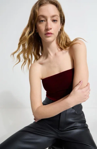 Marcella Gavin Strapless Velvet Top In Red