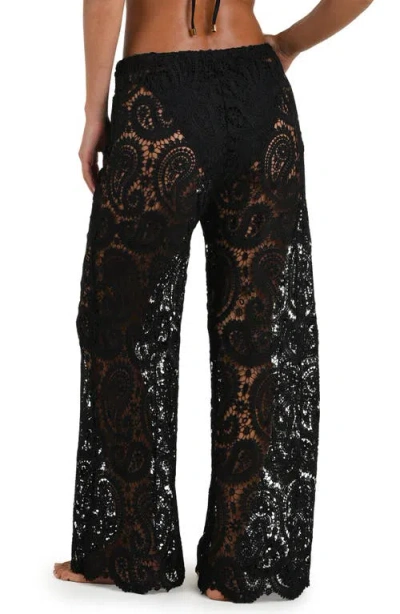 L'agence Geraldine Paisley Crochet Cover-up Pants In Black
