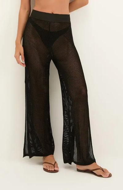 Vix Paula Hermanny Valerie Open Stitch Wide Leg Pants In Black