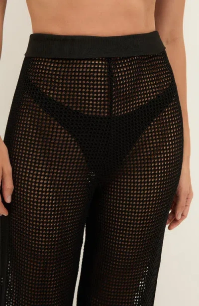 Vix Paula Hermanny Valerie Open Stitch Wide Leg Pants In Black