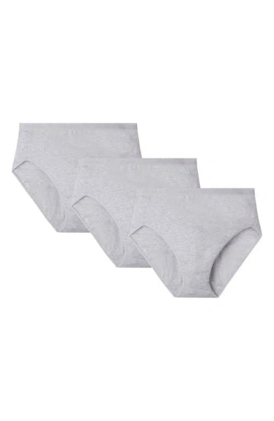 Memoi Stretch Cotton 3-pack Briefs In Gray