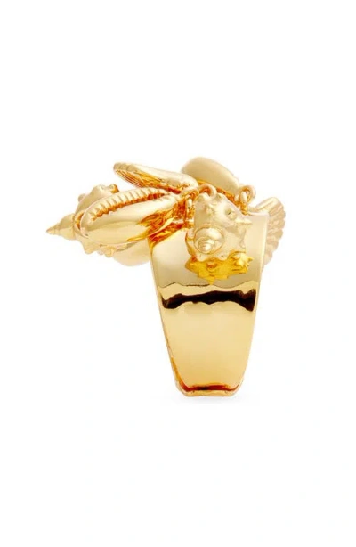 Nest Jewelry Tiny Shells Charm Adjustable Ring In Gold