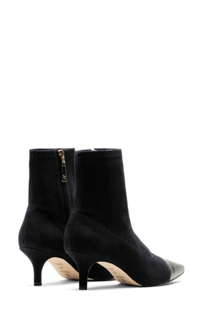 Frances Valentine Serena Pointed Cap Toe Kitten Heel Bootie In Black