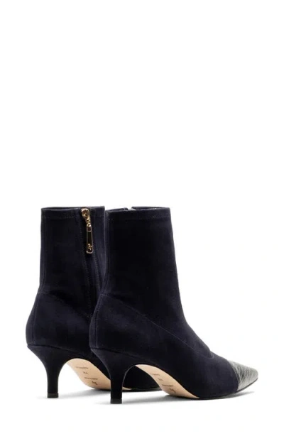 Frances Valentine Serena Pointed Cap Toe Kitten Heel Bootie In Blue